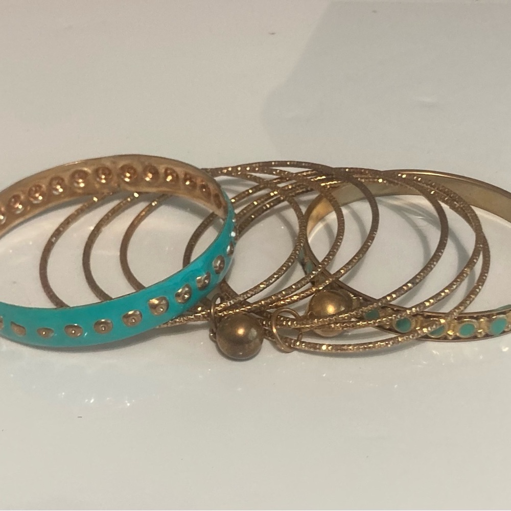 Gold and Turquoise Bangle Set